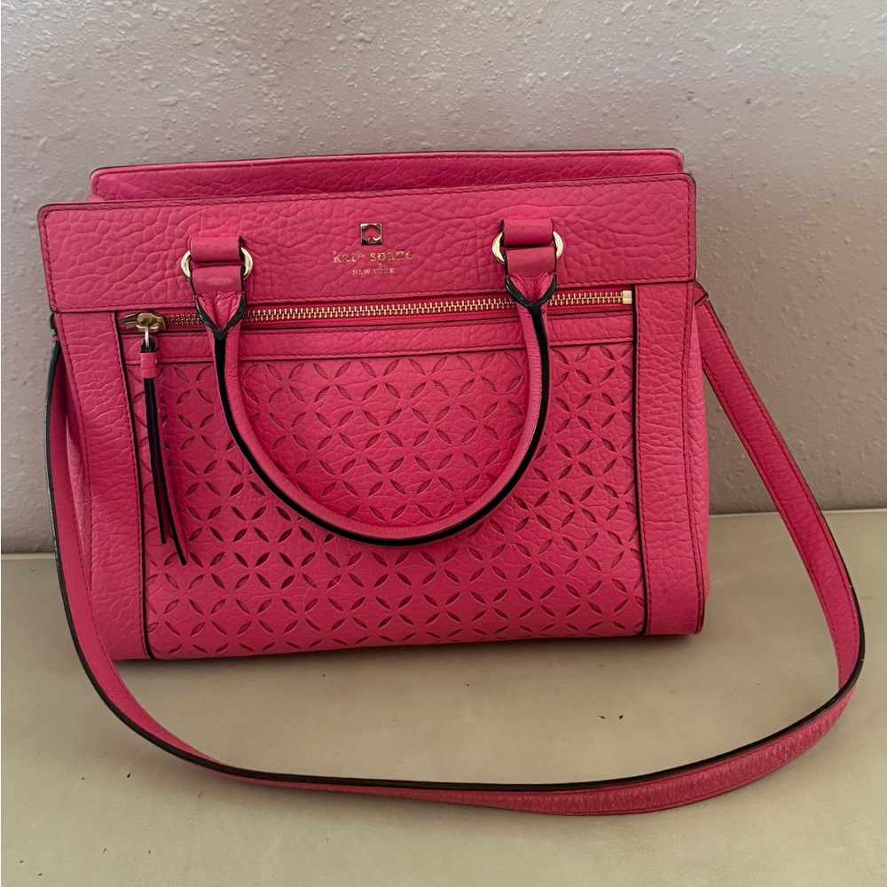 Kate Spade Pink Perforated Leather Tote Bag